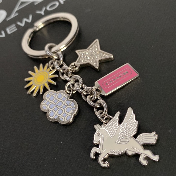 Coach Metal Mixed Keychain Bag charm FOB Pegasus Horse Sun Cloud Signature Logo - Picture 4 of 8